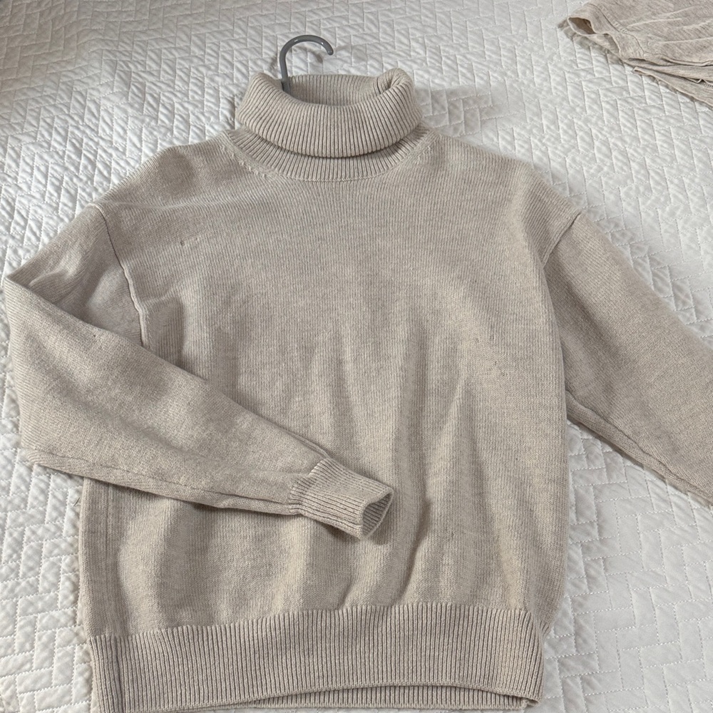Women's Beige Turtleneck Sweater